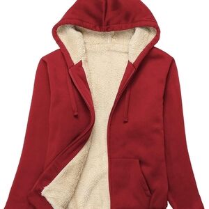 Red Hooded Jacket with Cream Lining